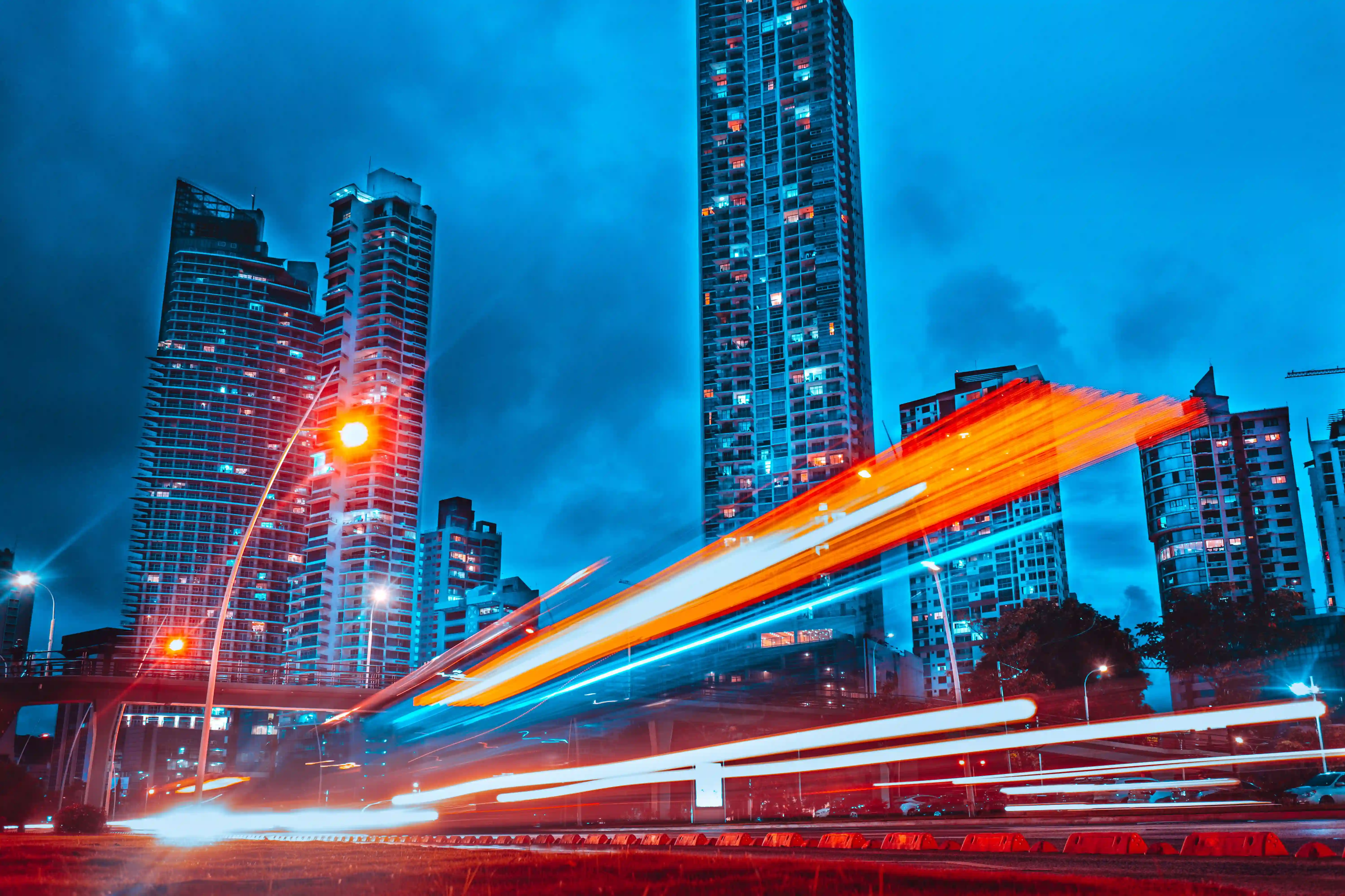 Connected transportation and municipal infrastructure operating across a modern city